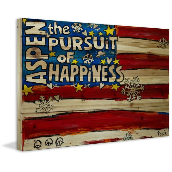Marmont Hill "Aspen Pursuit of Happiness" by Tori Campisi Painting Print on Natural Pine Wood