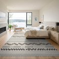 thumbnail image 3 of ODIKA 9'x12' Grey Beige Geometric Stripe Design Washable Area Rug Contemporary Pattern with Squares Non-Slip, Chair-Friendly for Dining Room, Basement, Large Office, 3 of 7