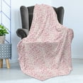 thumbnail image 4 of Spring Soft Flannel Fleece Throw Blanket, Doodle Silhouette Flowers Romantic Flourishing Pattern, Cozy Plush for Indoor and Outdoor Use, 50" x 60", Pink Ivory, by Ambesonne, 4 of 5