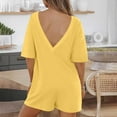 thumbnail image 5 of AherBiu Summer Casual T-Shirt Short Rompers for Women Short Sleeve Crewneck Wide Leg Jumpsuits with Pockets, 5 of 8