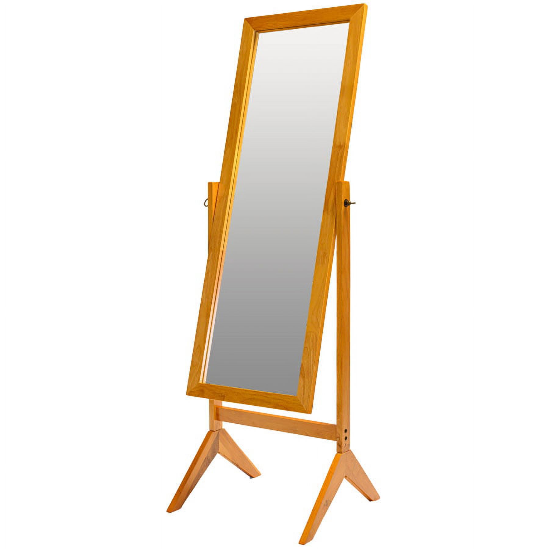 Oak Finish Wood Rectangular Cheval Floor Mirror, Free Standing Mirror 