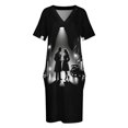 thumbnail image 4 of Vestido de verano de estilo coreano para mujer traje holgado con bolsillos película negra, 4 of 7