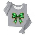 thumbnail image 4 of LEKWK Sweatshirts for Women Trendy Coquette Style Graphic Sweatshirts Round Neck Tops Dressy Casual Large Green Glitter Effect Ribbon Bow Wear, 4 of 4
