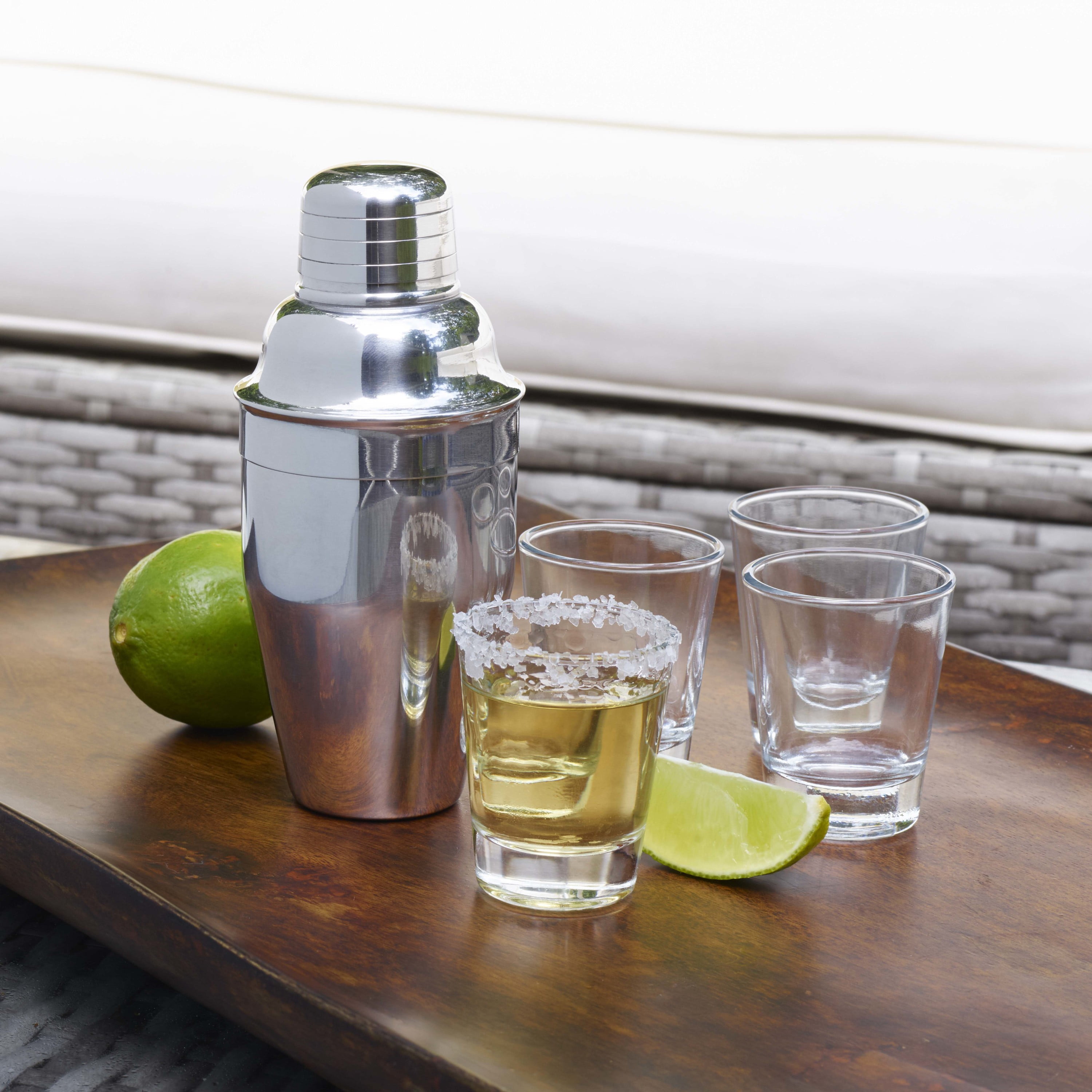 Houdini 5-piece Stainless Steel Shaker and Glass Shot Cup Set