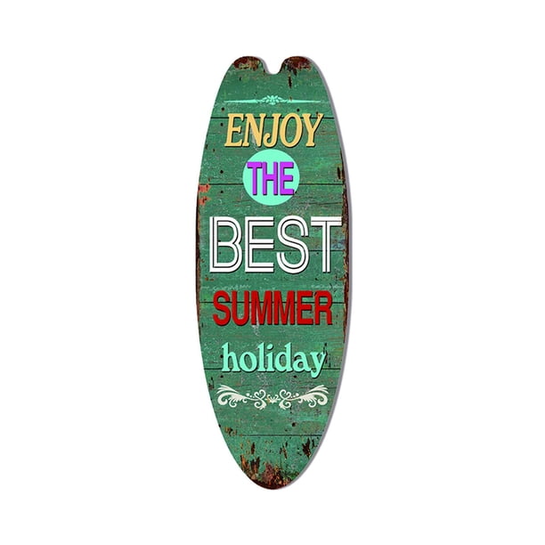 Vacaciones Ocio Decoración Cartel de madera vintage Tabla de surf Bar Decoración Wmkox8yii fhajkh1076