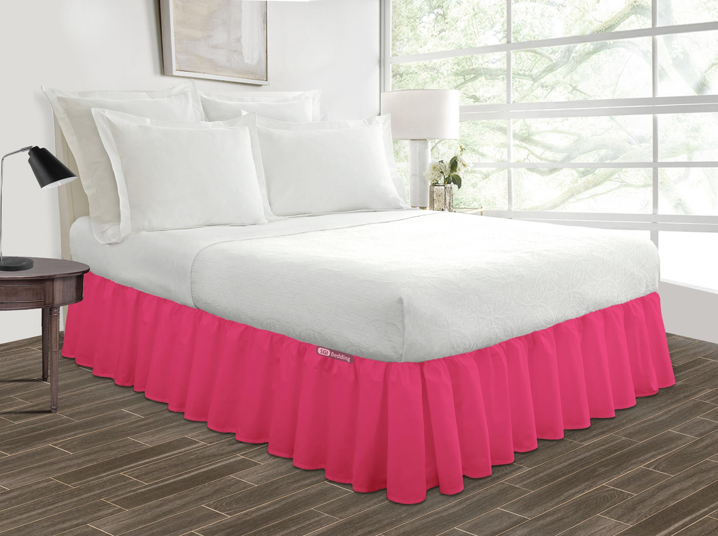 Hot pink bed skirt queen online