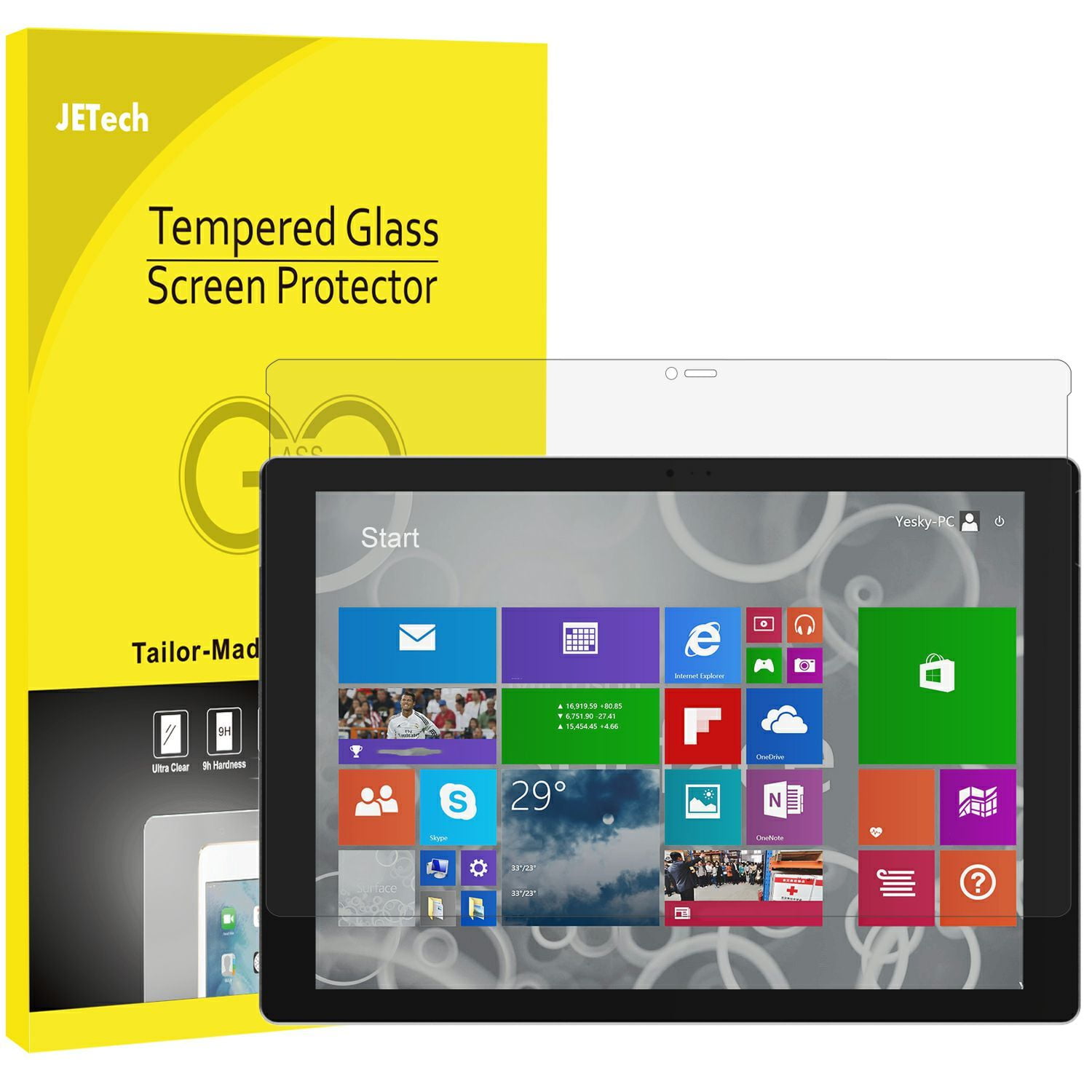 Surface Pro 3 Screen Protector, JETech® Premium Tempered Glass Screen Protector Film for