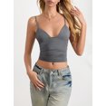 thumbnail image 2 of SUNSIOM Femmes Froncées Cami Tops Spaghetti Sans Manches Sangle Camisole Coupe Basse Été Sortant Débardeurs, 2 of 7