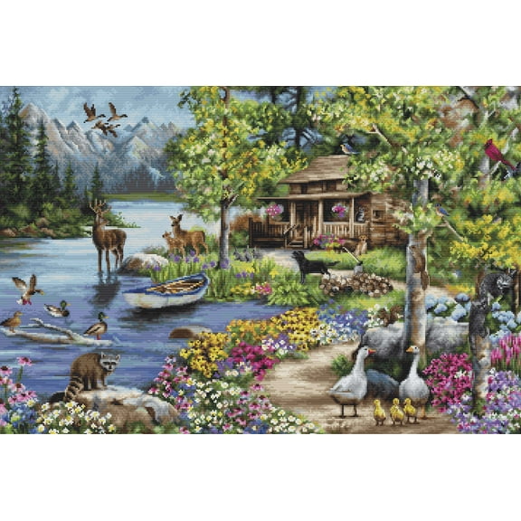 Cabin By The Lake B2410L Counted Cross-Stitch Kit
