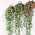 thumbnail image 2 of Plantas artificiales colgantes con flores de rosa, guirnalda de 1,37 m (4,5 pies), flores artificiales colgantes, cadena verde, pared, hogar, habitación, jardín - Rosa, 2 of 6