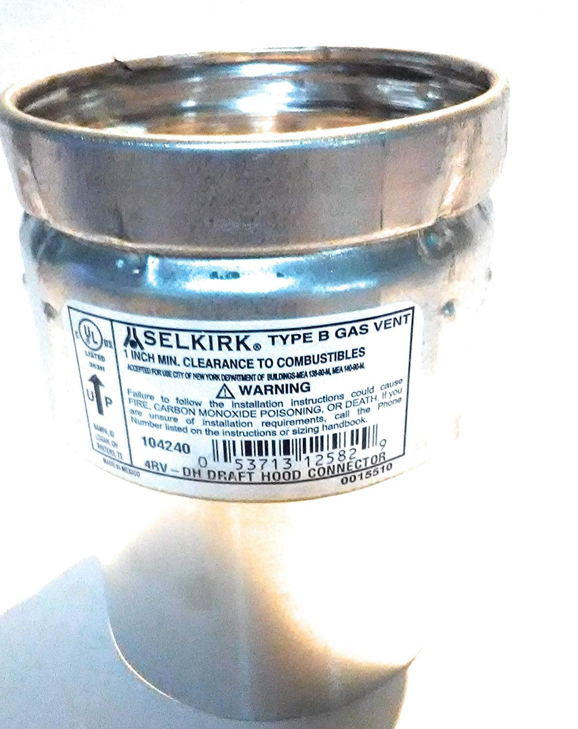 Selkirk Draft Hood Connector Single Wall 4 " 4rvDhc Type B Al 500 Deg