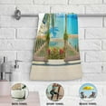 thumbnail image 5 of Seaside Landscape Kitchen Hand Towels 2 PCS, Tropical Beach Tree Fingertip Bath Towels Ultra Soft and Highly Absorbent, Decorative Face Towels Dish Washcloths, 28.3"x14.4", 5 of 5