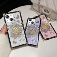 thumbnail image 4 of For iPhone 15 Plus Bling Stand Case, Luxury Glitter Floral Butterfly Foldable Kickstand Women Girls Cute Marble Shell Pattern Shockproof Protective Phone Cover Case for iPhone 15 Plus, Purple, 4 of 11