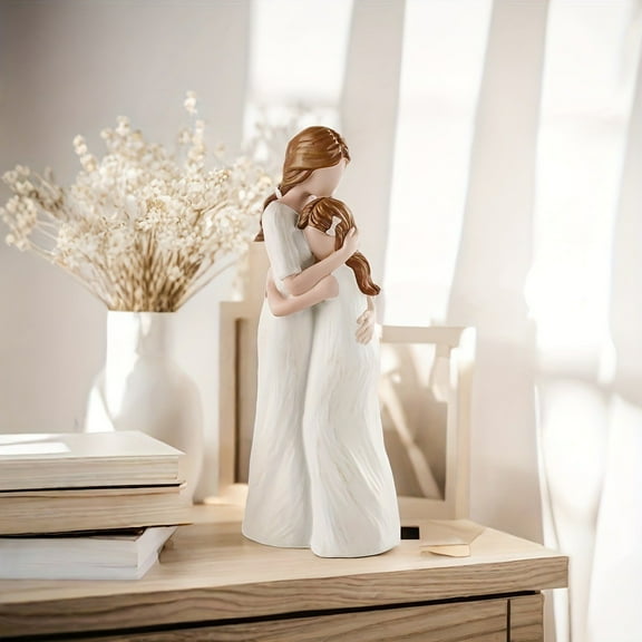 Mother Daughter Figurines Mom Birthday Gifts from Daughter Hugging Family Figurine Statue,Gifts for Mom, Grandma, Hand-Painted Statue