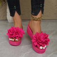 thumbnail image 2 of Wensltd Women Flower Solid Color Wedge Sandals Open Toe Slip On Summer Casual Vacation Beach Shoes Comfortable Trendy Breathable Design, 2 of 9