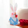 thumbnail image 4 of 23cm Silver Gnomo de conejito de Pascua sosteniendo decoraciones de adorno de muñeca de flor de zanahoria, 4 of 5
