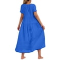 thumbnail image 4 of Gspmoly Robes pour Femmes, Robe Décontractée à Fleurs Unie à Manches Courtes et Col Ras du Cou pour Femmes, Robe Longue Fluide à Étages pour la Plage, Robes de Soirée pour Femmes jusqu'à 65 % de Rabais, 4 of 6