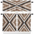 thumbnail image 2 of Kitchen Curtains Set, Brown Black Kitchen Curtains and Valances Set, Boho Wooden Modern Geometric Abstract Rod Pocket Tier Curtains 24 Inch Length for Cafe/Bedroom Windows, 2 of 6