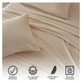 thumbnail image 3 of 4 Piece Jersey Knit Full Cotton Blend Oatmeal Sheet Set | Ultra-Soft T-Shirt Jersey Bedding Sheets & Pillowcases | Heathered, Breathable, All Season Bed Sheets (Full, Oatmeal), 3 of 6