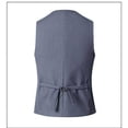 thumbnail image 4 of Chaleco de invierno ajustado gris sin capucha de un solo pecho casual ordinario de cuatro estaciones de color sólido universal de talla grande, 4 of 4