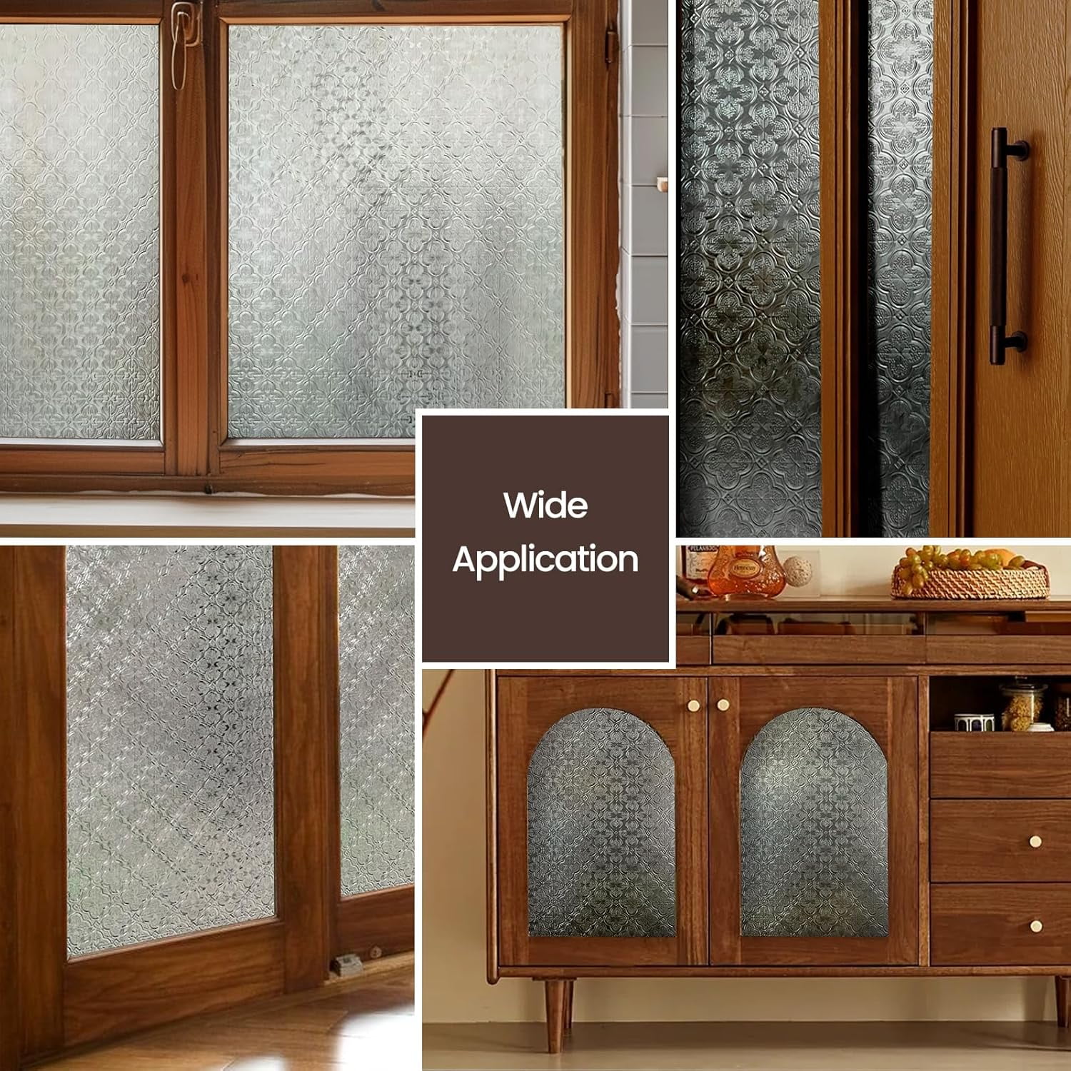 Fancy-Fix 3D Glass Textured Privacy Window Film，Decorative Window Film for Home，Static Cling，Begonia Flowe 23.6" x 35.4"