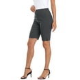 thumbnail image 2 of HDE Pull On Bermuda Shorts For Women Mid Rise 10" Inseam Shorts with Pockets Charcoal - L, 2 of 6