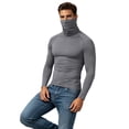 thumbnail image 4 of Mens Sports Athletic Shirt Stretch Turtleneck Long Sleeve Slim Fit Gym Training Muscle Tee Undershirt, 4 of 7