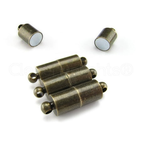 Antique Style Bronze Color - 8 Pack - CleverDelights Magnetic Jewelry Clasps - Large Tube Style - Antique Bronze Color