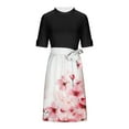 thumbnail image 6 of Zyloft Plus Size Dresses for Women Short-Sleeve Button-Up High Neck Mid-Length Belted A-Line Dress Pink XXL, 6 of 6