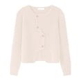 thumbnail image 4 of SGMVNU Cropped Cardigan Sweaters for Womens Button Up Long Sleeve Crewneck Fall Dressy Casual Knit Sweater Jackets(White, One Size), 4 of 4
