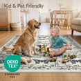 thumbnail image 4 of ODIKA 6'x9' Ultra-Soft Area Rug, Boho Moth Butterfly Motif Vintage Trellis Border Shaped Vinyl Flowing Dynamic None Washable, Bare feet friendly, Silk-Touch for Guest Room, Bedroom, 4 of 7