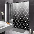 thumbnail image 4 of Black Ombre Morocco Geometric Shower Curtain - Black & White Modern Luxury, Waterproof Fabric, Machine Washable, Includes 12 Hooks, Elevates Any Bathroom Decor, 4 of 6
