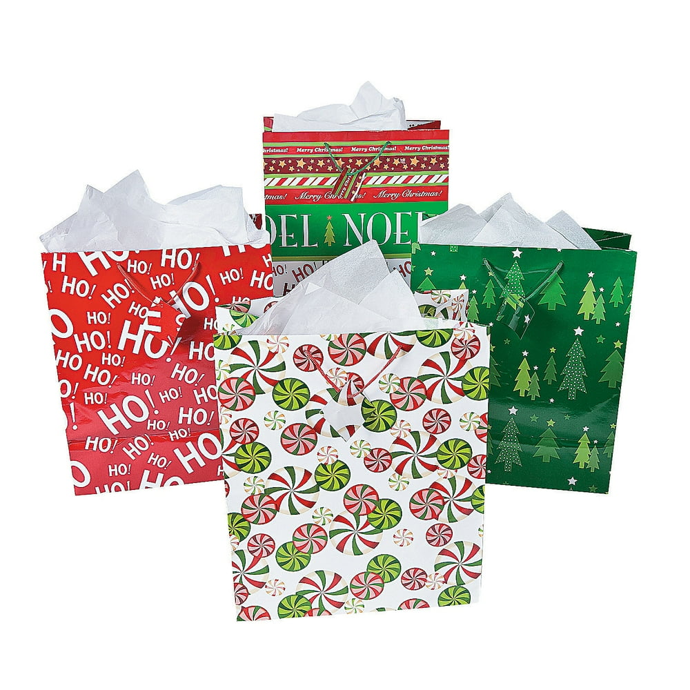 Large Christmas Gift Bags with Tags Party Supplies 12 Pieces