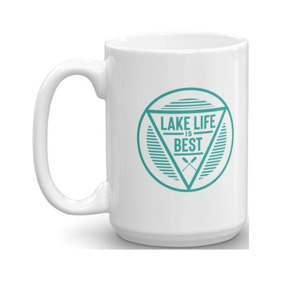 Lake Life Is Best Coffee & Tea Gift Mug And Lake Theme Gifts For People From Lake Michigan, Lake Como, Lake Placid, Lake Winnipesaukee & Lake Erie (15oz)