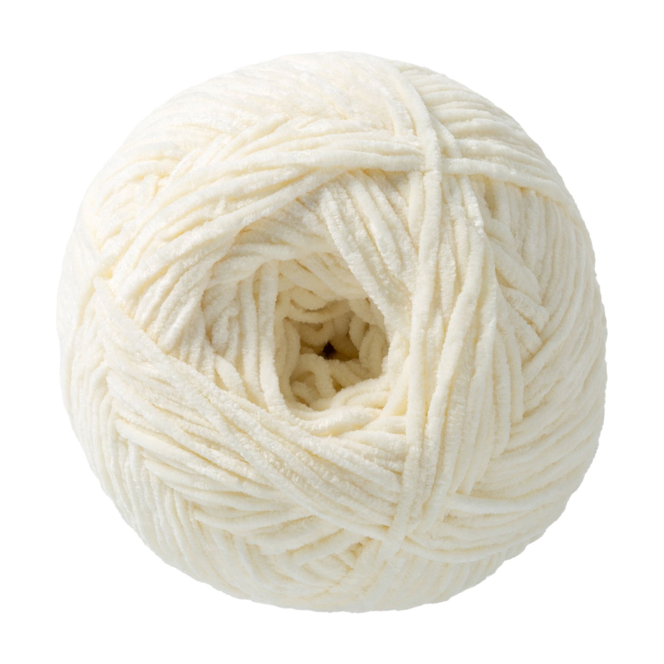 (3 pack) Skinny Chenille Yarn by Loops & Threads - Yarn for Knitting - Crochet - Weaving - and Arts & Crafts - White - Polyester - 8.75 oz