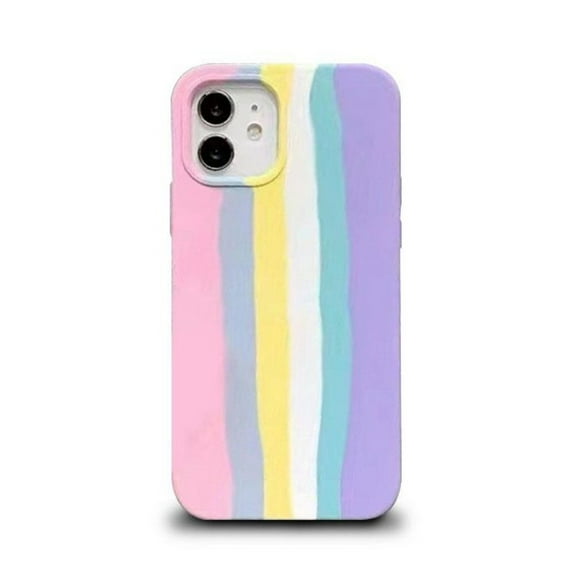 For iPhone 12 Mini Rainbow Brighton Rock Liquid Silicone Cover Case