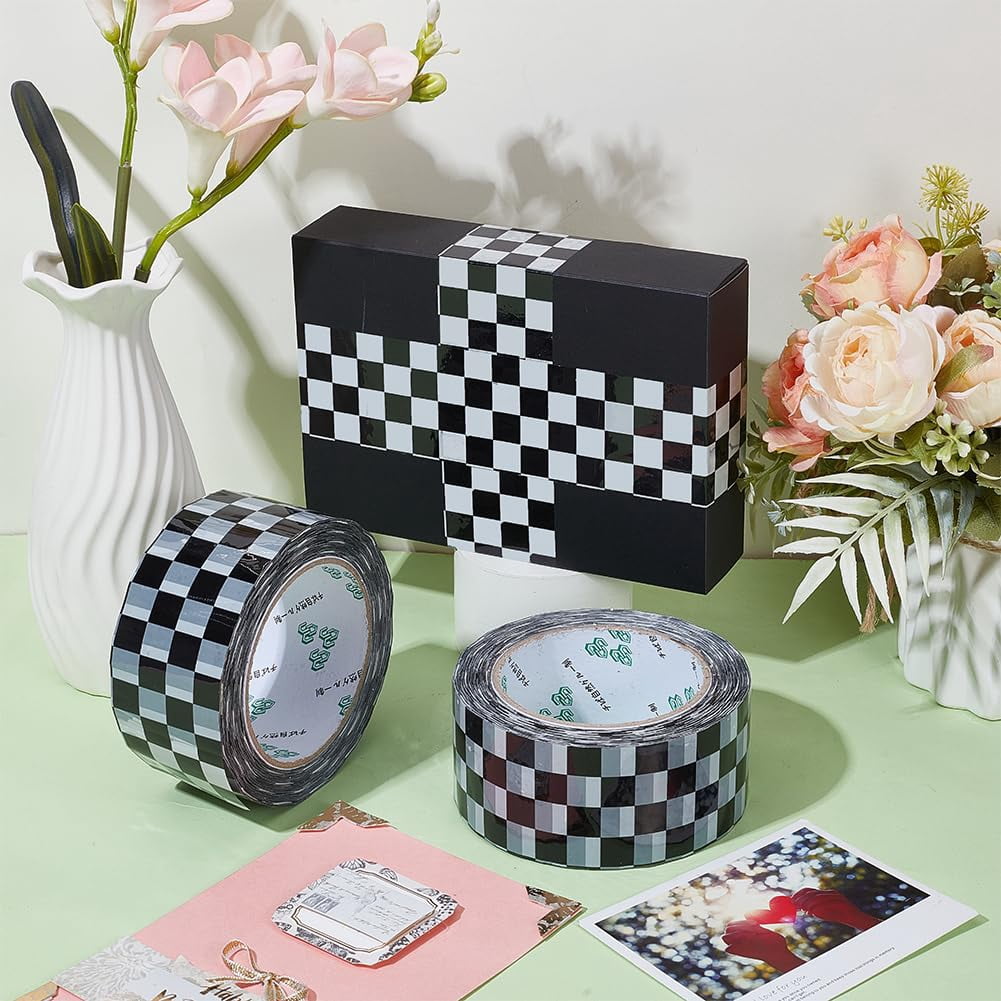 2 Roll 218.7 Yards Black Tartan Packing Tape 1.9 Inch Wide Shipping Tape Designer Printing Packing Decorative Tape for Scrapbooking Craft Present Packing Box Supplies Black DIY