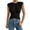 Black #006, variant on Women's Cinched Waist Wrap Top Cap Sleeve Tie Back Going Out Workout Business Casual Tops, XS