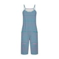 thumbnail image 5 of YeJammarp Summer Loose Rompers with Pockets Cozy Stretch Cotton Spaghetti Strap Striped Sleeveless Jumpsuits Womens (Large, Navy), 5 of 5