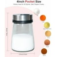 thumbnail image 3 of Salt Shaker or Pepper Shaker with Adjustable Pour Holes, 4inch Small Glass Bottle Spice Dispenser with Stainless Steel Lid for Himalayan Salt, Table Fine Corse Sea Salt, Black Pepper, 3 of 6