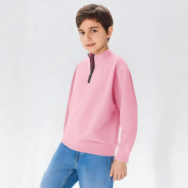 Cowsor Boys Girls Crewneck Sweatshirts Toddler Baby Sweatshirt Solid Cotton Soft Long Sleeve Active Pullover Tshirts