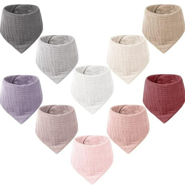 Baberos Konssy Muslin para bebés, paquete de 10 unidades, 100% algodón, unisex, 0-36 m