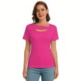 thumbnail image 2 of Women's Trendy Sexy Tee One Piece Cutout Tops Slim Fit Going Out Shirts Hot Pink, 2 of 7
