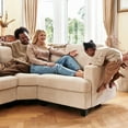 thumbnail image 6 of HONBAY Convertible Modular Sofa Bed Sleeper 6-Seater Corduroy with Upholstered Cushion and Storage for Living Room, Beige, 6 of 10