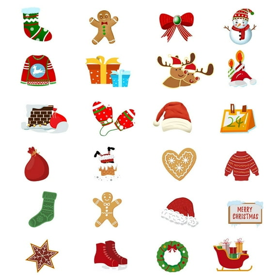 SHELLTON 24 Pack Merry Christmas Cupcake Toppers Santa Hat Deer Merry Christmas Cupcake Picks Decoration for Winter Christmas Theme Xmas Holiday Birthday Party Supplies