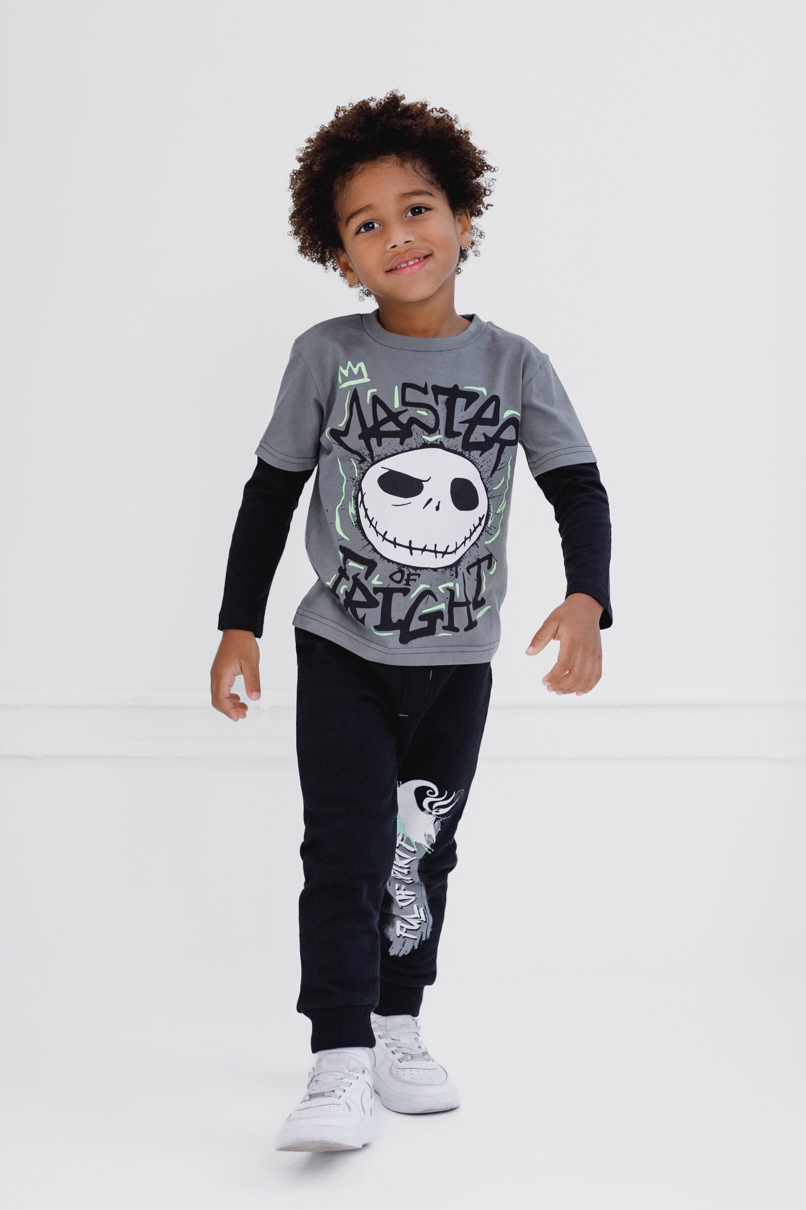 Disney Nightmare Before Christmas Jack Skellington 2fer T-Shirt and Fleece Jogger Pants Outfit Set Toddler to Big Kid