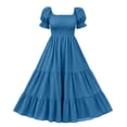 thumbnail image 7 of Bxsruta Womens Maxi Dresses Square Neck Puff Sleeve Smocked Flowy Casual Sundress, 7 of 7