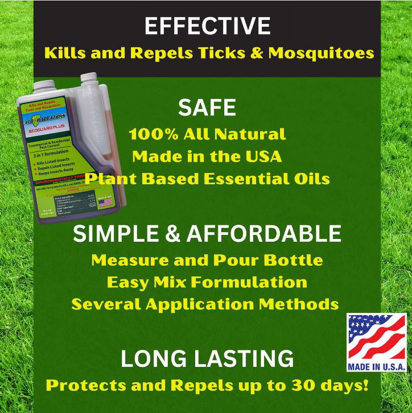 All Natural Tick & Mosquito Control Spray for Lawn and Landscape.  EcoGuard Plus, 16 oz