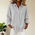 thumbnail image 5 of Utoimkio Women's Button Down Shirts Casual Striped Dress Shirt Long Sleeve Collared Office Work Blouse Tops Size S-XXL, 5 of 5