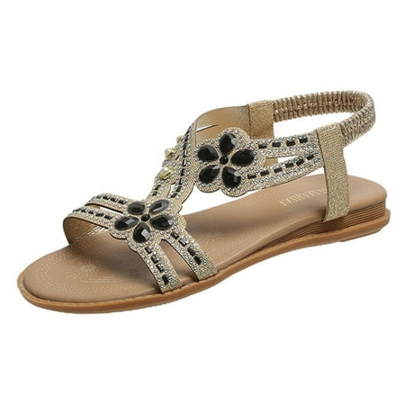 

KI-8jcuD Color Matching Wool Slippers For Women Flower Sandals Fashion Women Spring Summer Toe Beach Open Flat Style Rhinestone Women S Sandals Closed Toe Sandals For Women Womens River Sandals Wome